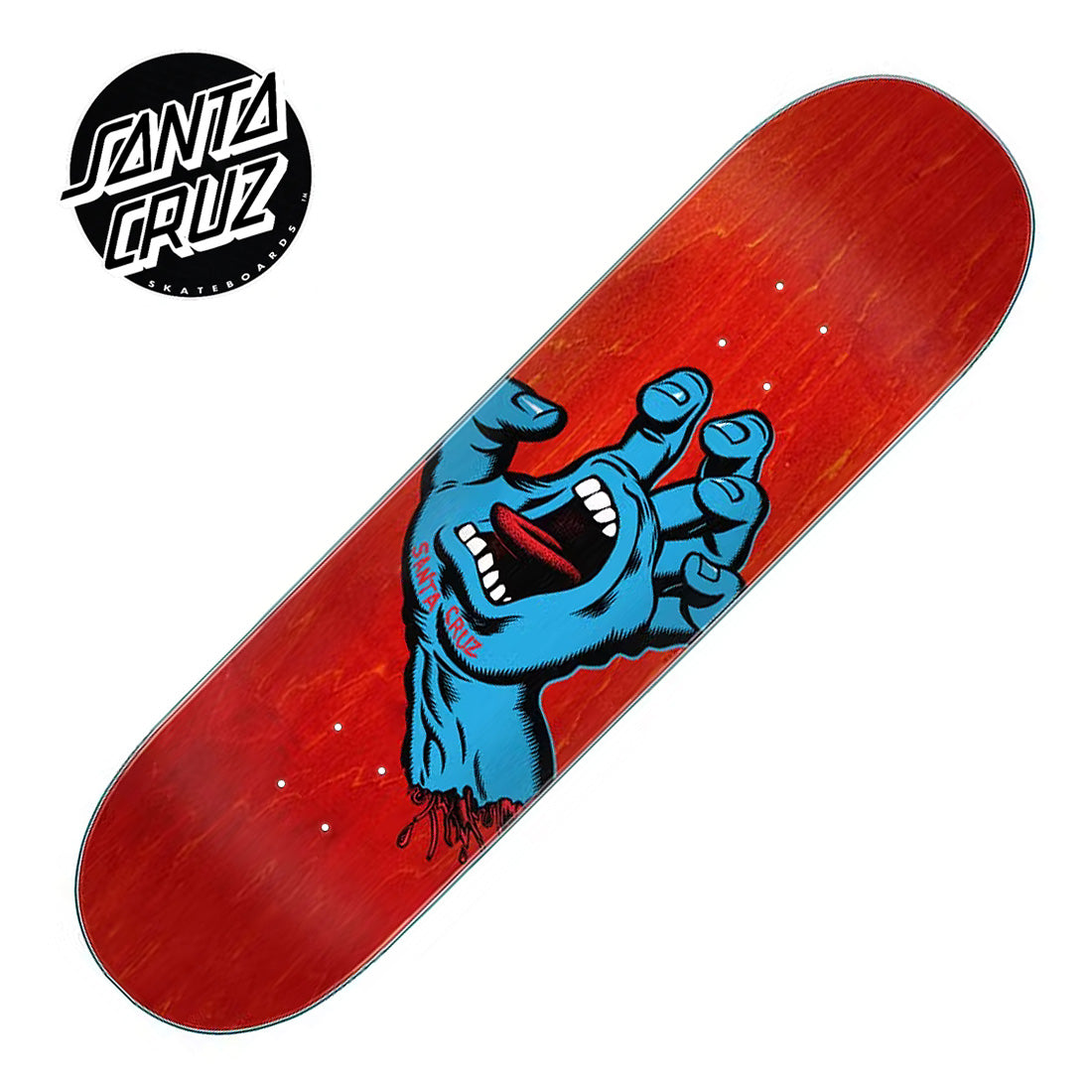 Santa Cruz Screaming Hand 8.0 Deck - Red Skateboard Decks Modern Street