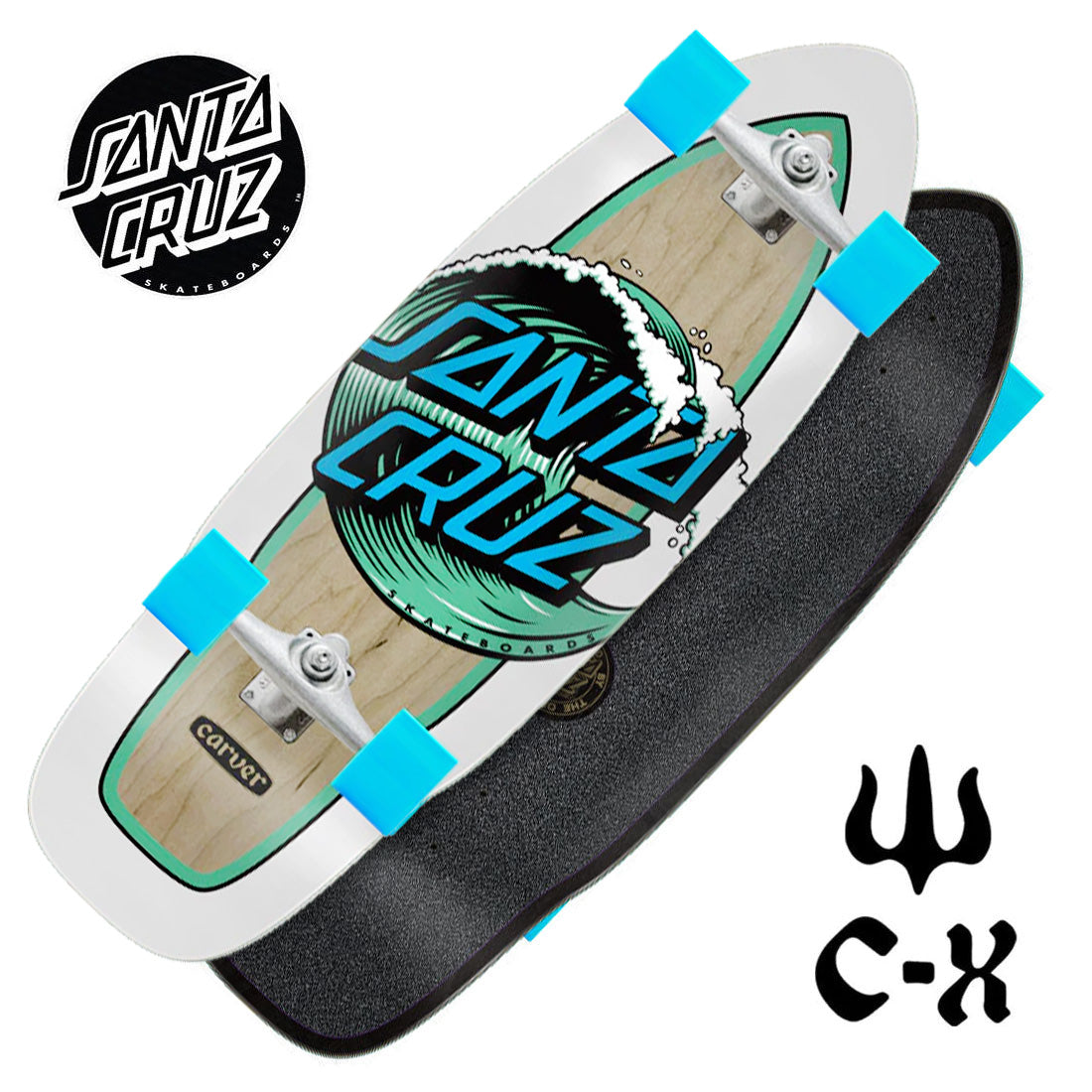 Santa Cruz x Carver Wave Dot Cut Back 29.95 CX Surf Skate Cruiser Complete Skateboard Compl Carving and Specialty