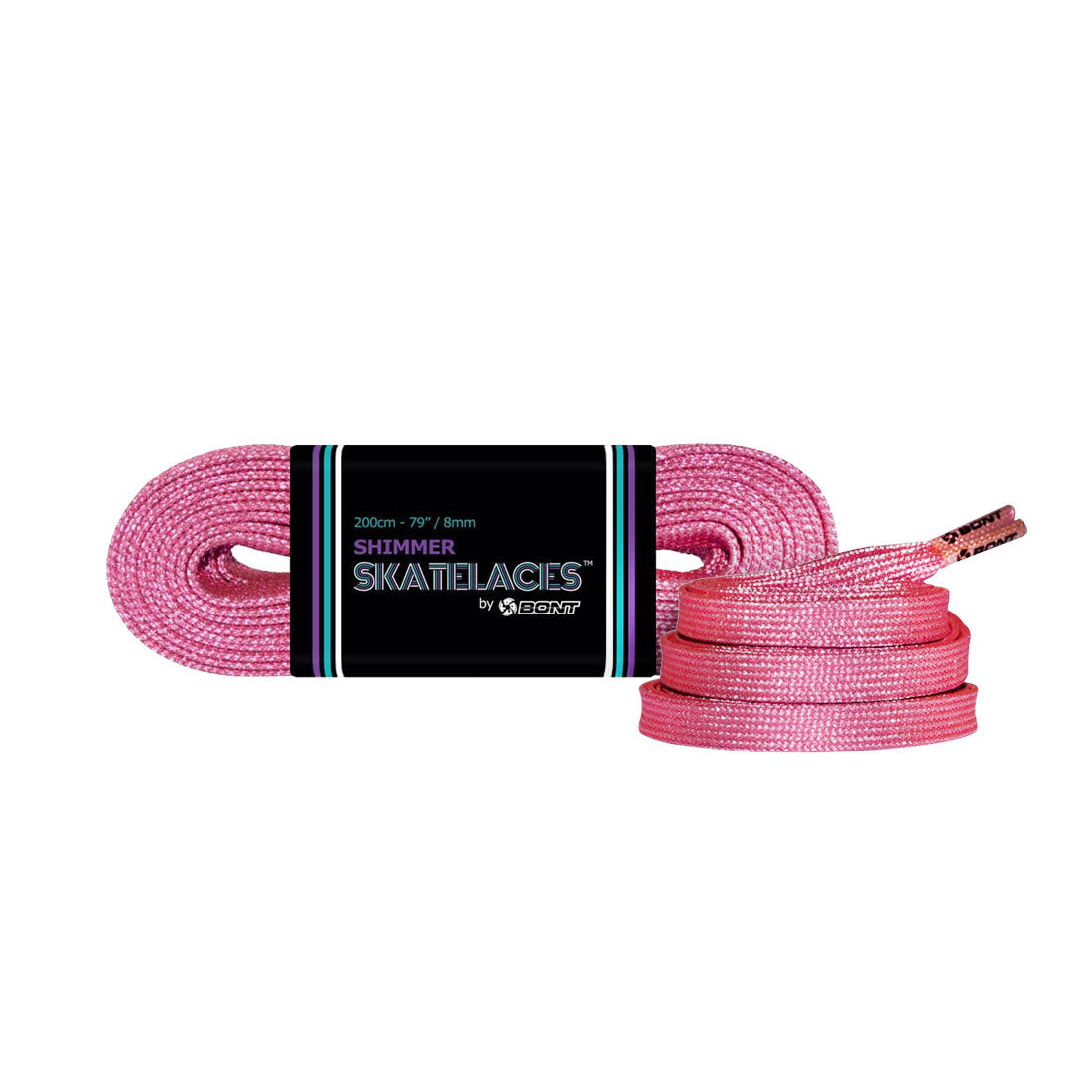 Bont Shimmer 8mm Laces - 275cm/108in Jelly Bean Pink Laces