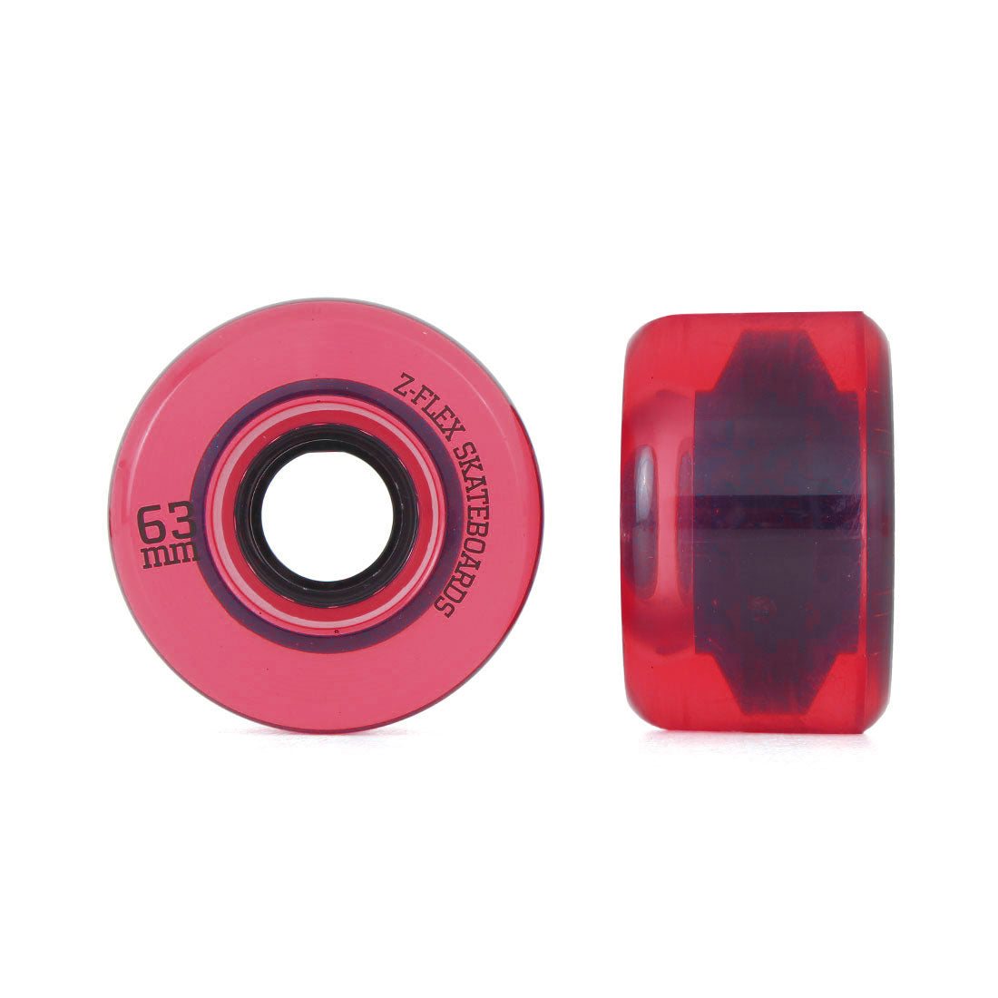 Z-Flex Z-Smooth V2 63mm 4pk - Clear Red Skateboard Wheels