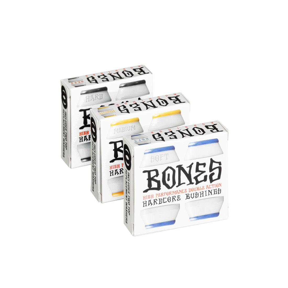 Bones Hardcore Conical Bushings 4pk - White Skateboard Hardware and Parts