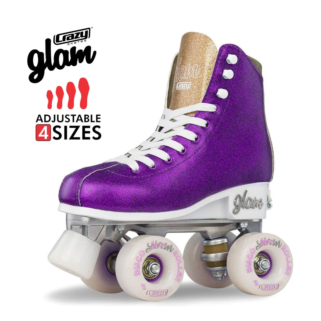 Crazy Disco Glam Purple/Gold - Kids Adjustable Roller Skates