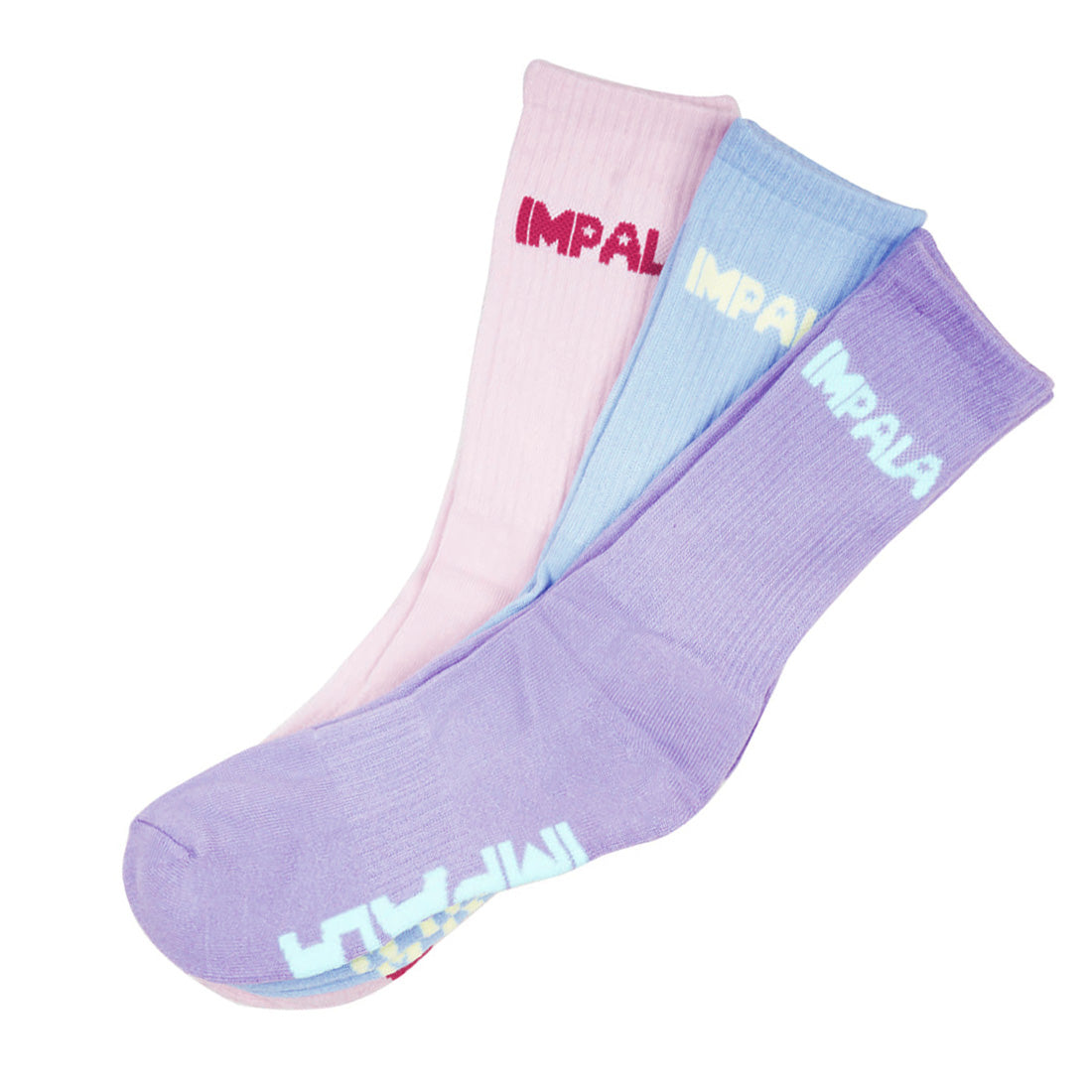 Impala Skate Crew Socks 3pk - Pastel Apparel Socks