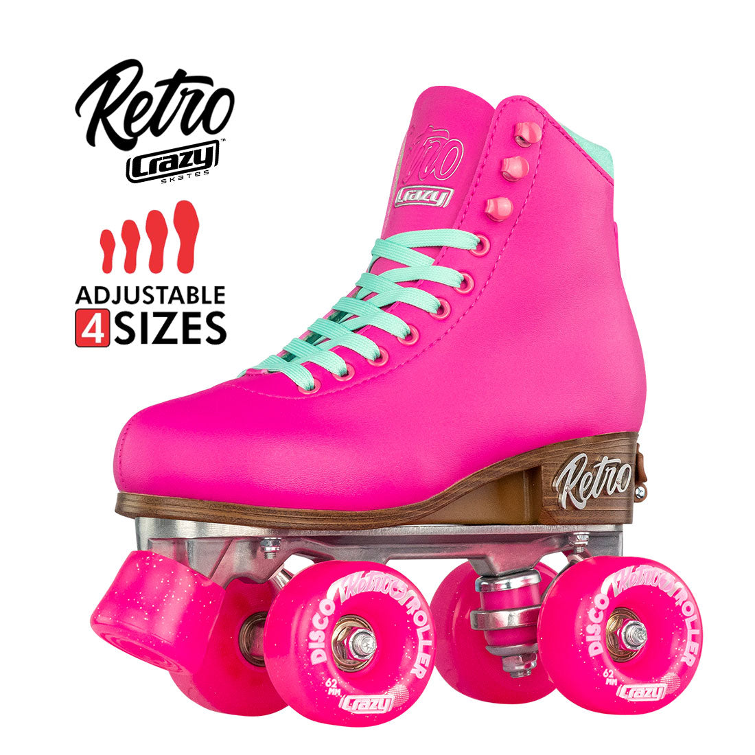 Crazy Retro Roller Pink - Kids Adjustable Roller Skates