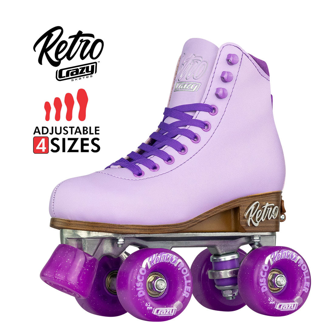 Crazy Retro Roller Purple - Kids Adjustable Roller Skates