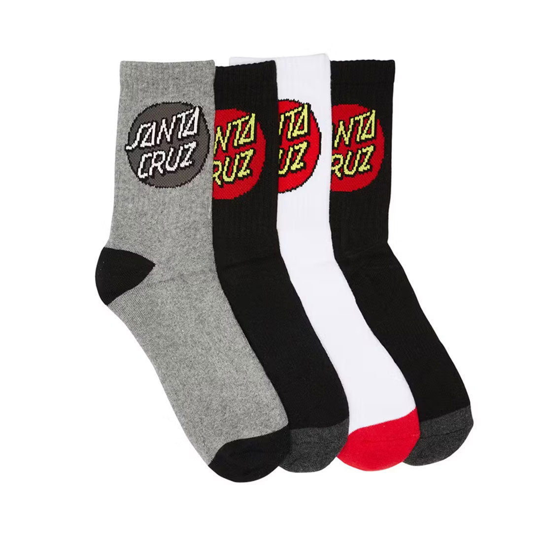 Santa Cruz Mens Crew Socks 4pk - Classic Dot Apparel Socks