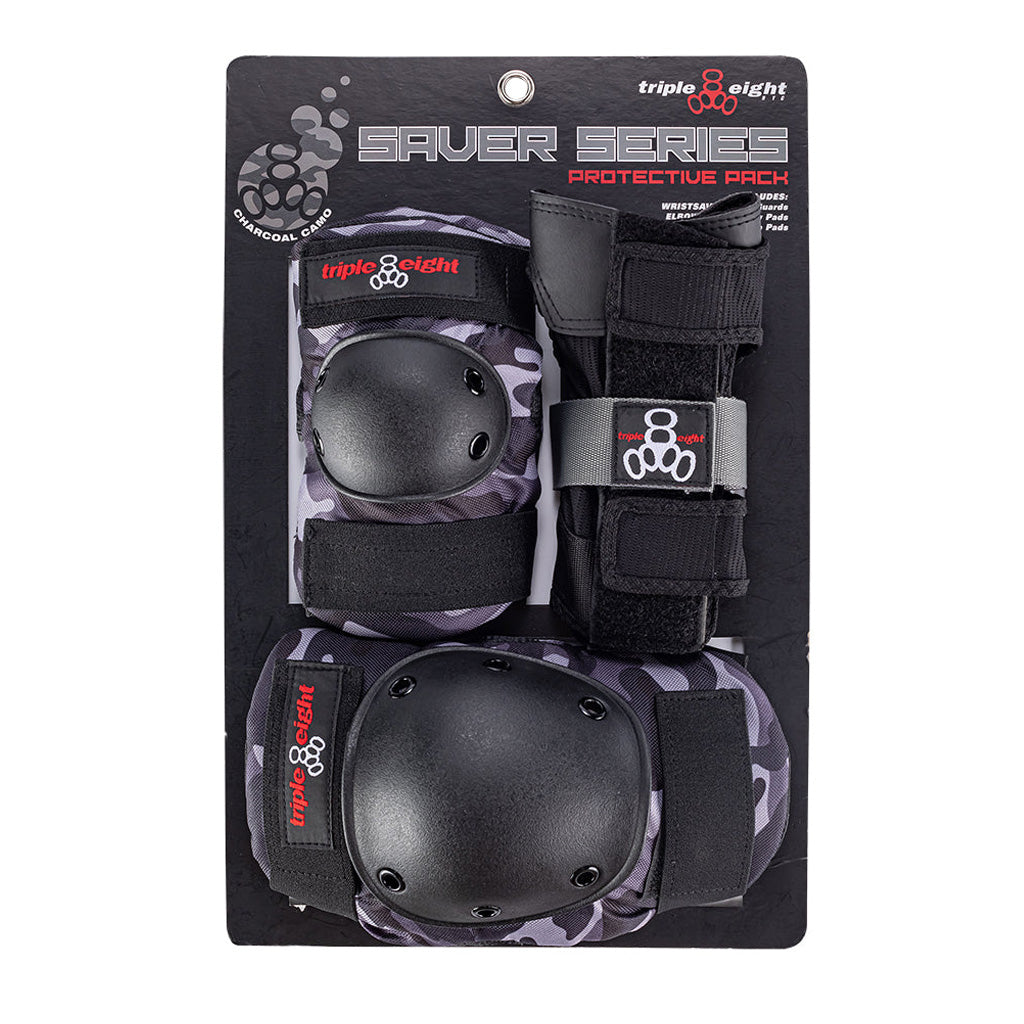 Triple 8 Saver Series Tri-Pack - Charcoal Camo - Junior Protective Gear