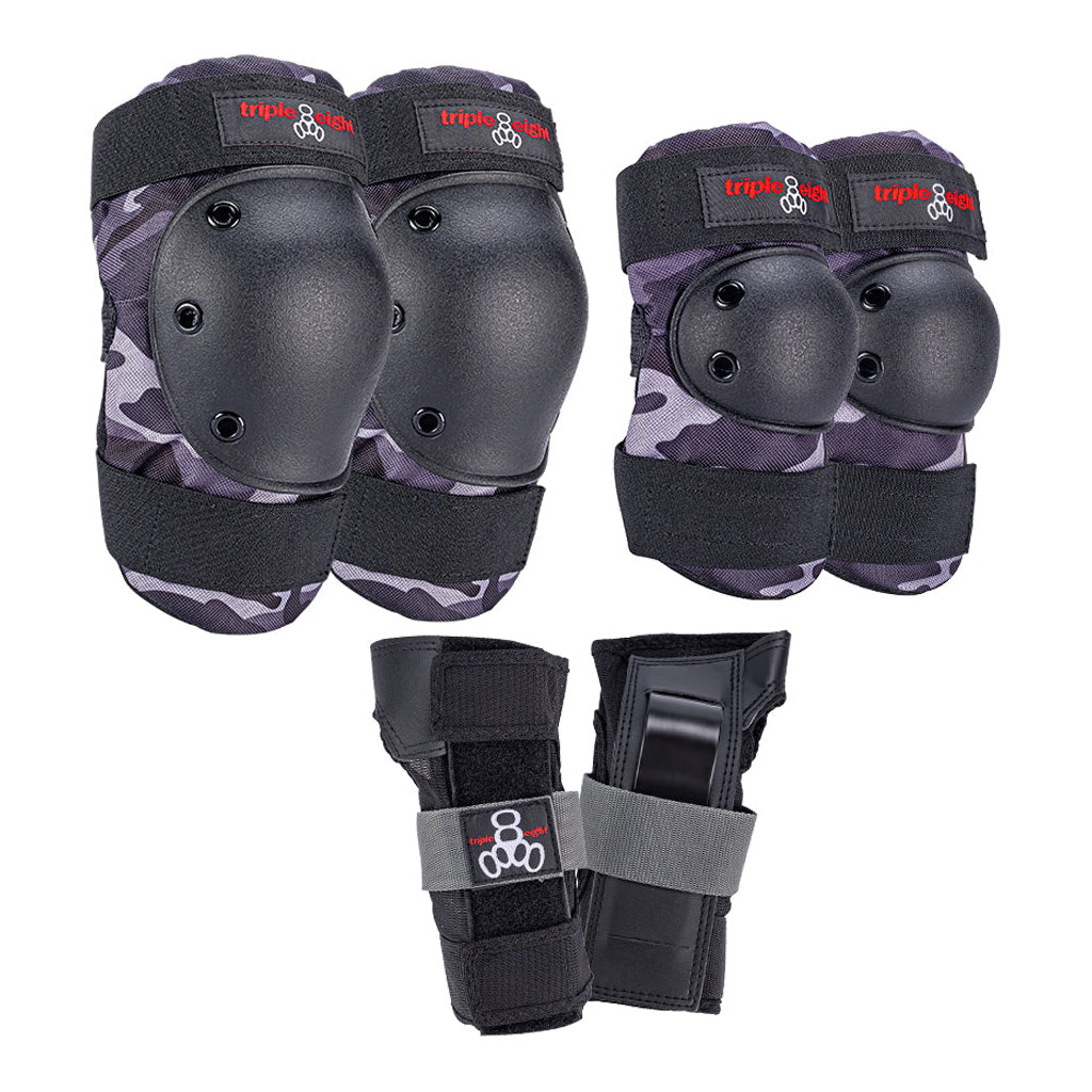 Triple 8 Saver Series Tri-Pack - Charcoal Camo - Junior Protective Gear