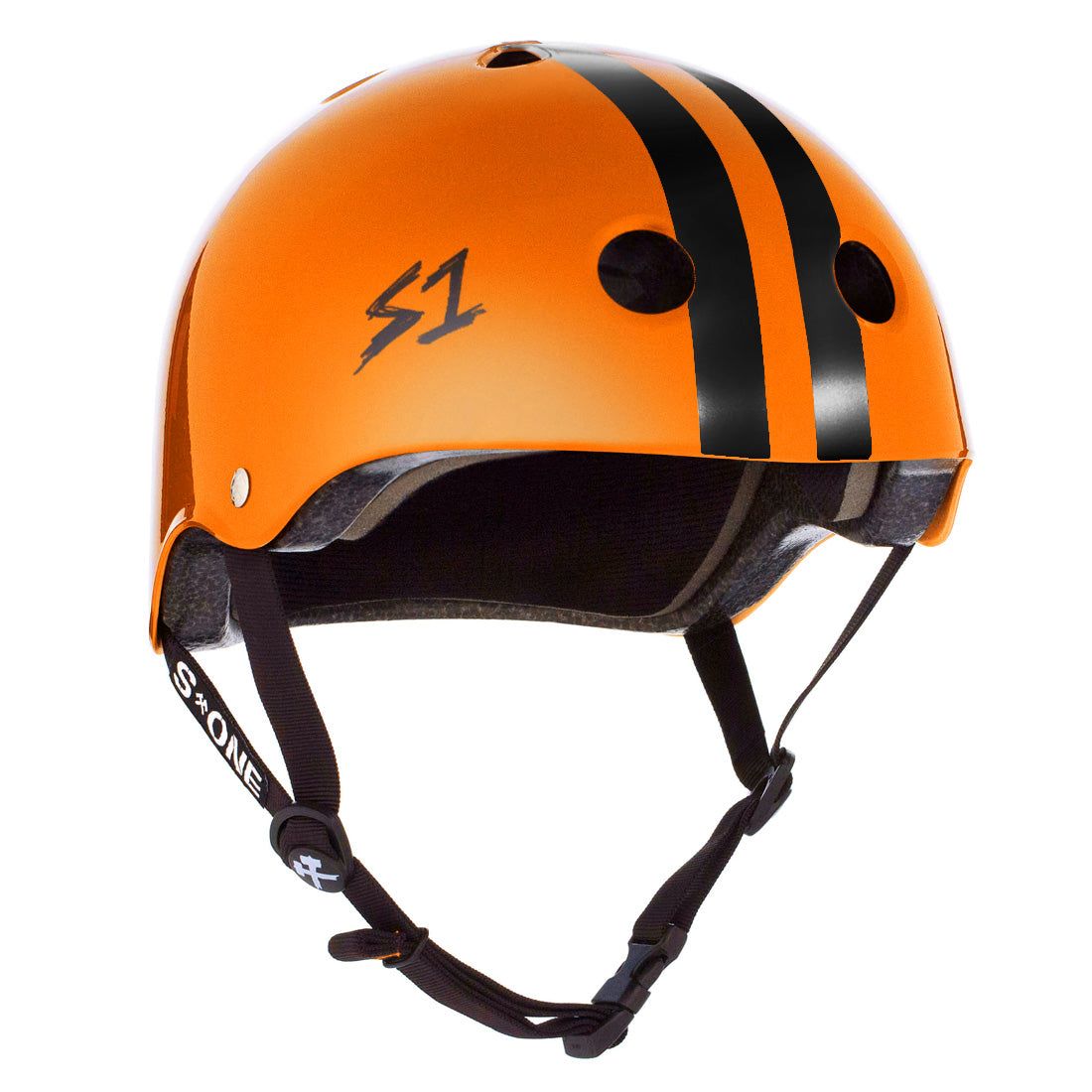S-One Lifer Helmet - Bright Orange/Black Stripes Helmets
