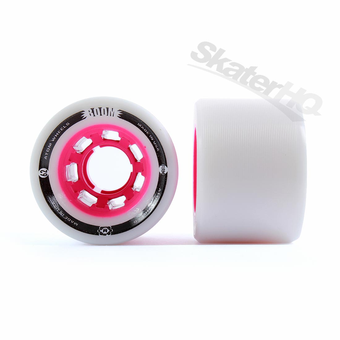 Atom Boom Quad Hybrid FIRM White Pink 62mm 44mm 4pk Roller Skate Wheels