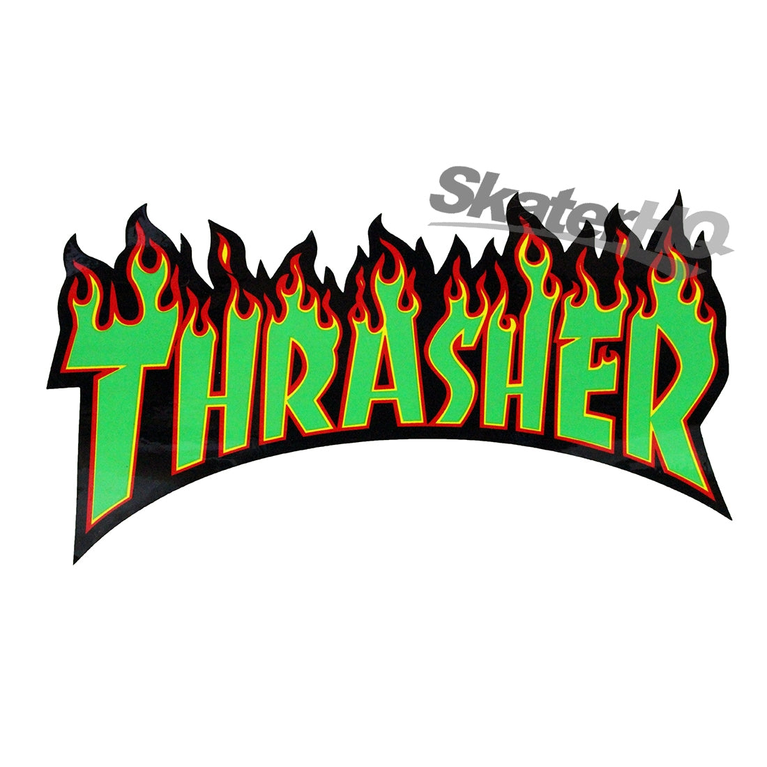 Thrasher Flame XL Sticker - Black/Green Stickers