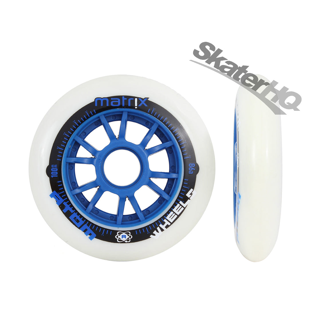 Atom Matrix 100mm 86a 8pk - White/Blue Inline Rec Wheels
