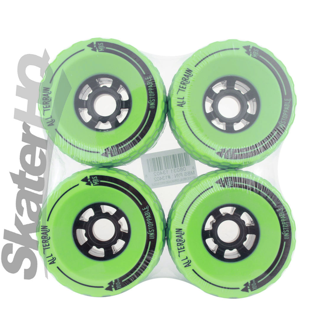 MBS All-Terrain 100mm Wheels 4pk - Green Skateboard Wheels