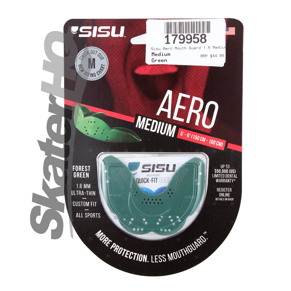 SISU AERO Mouthguard 1.6 Medium - Forest Green Protective Mouthguards