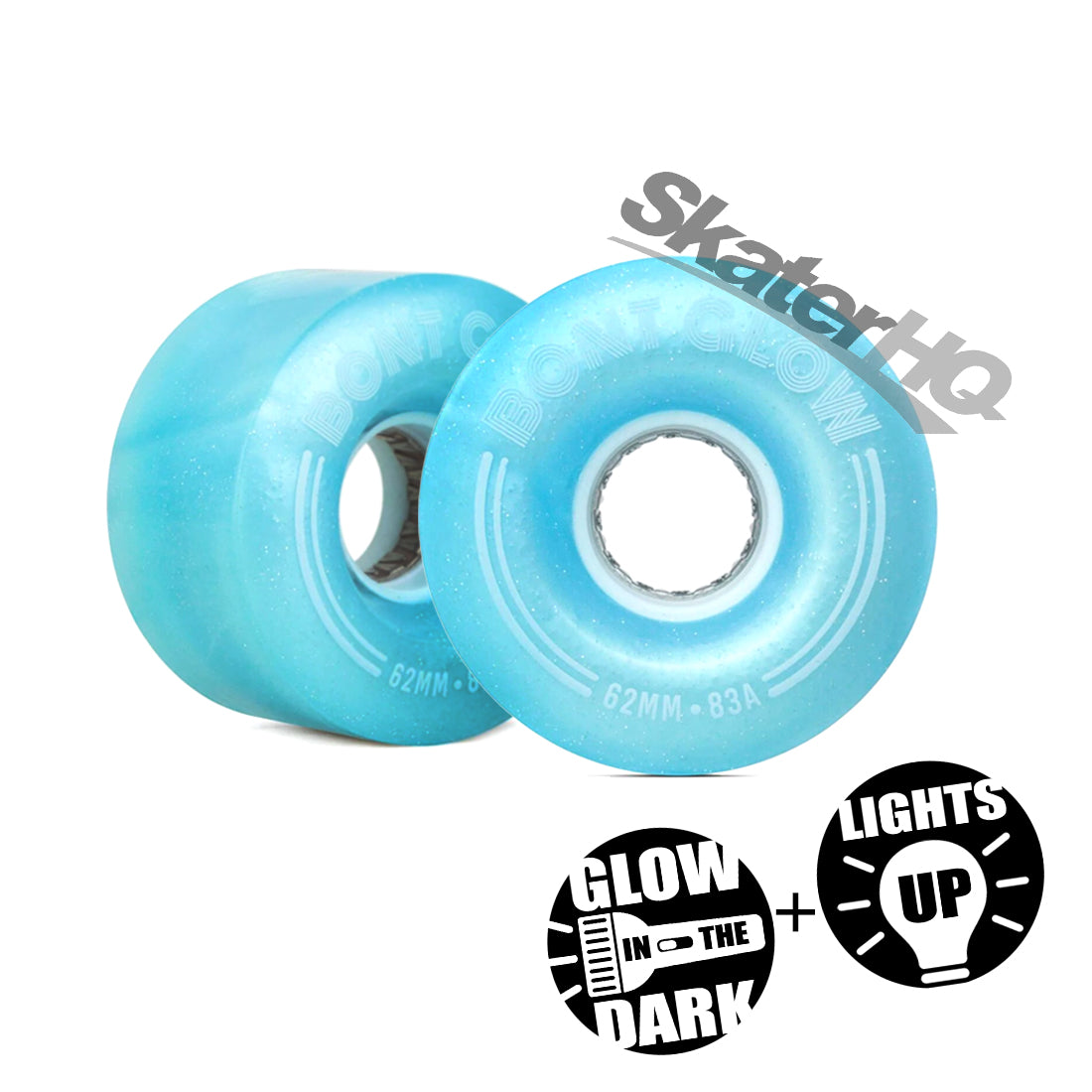 Bont Glow LED 62mm 83a 4pk - Tickle Blue Roller Skate Wheels