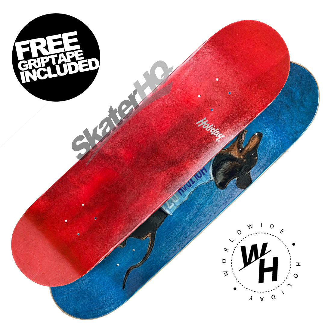 Holiday 7.625 Blank Weiner Deck - Red/Blue Skateboard Decks Modern Street