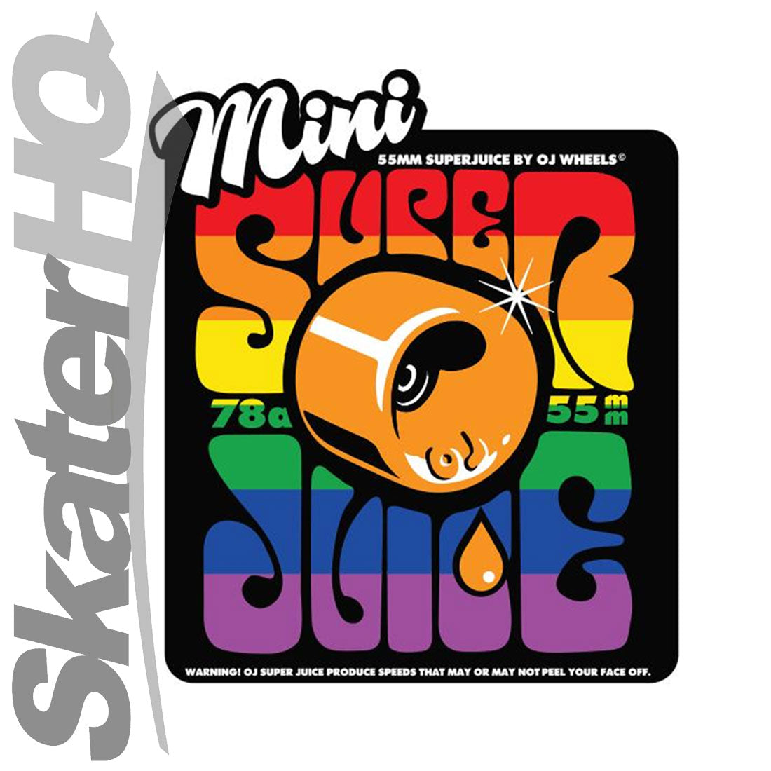 OJs Mini Super Juice 55mm 78a 4pk - White/Rainbow Skateboard Wheels