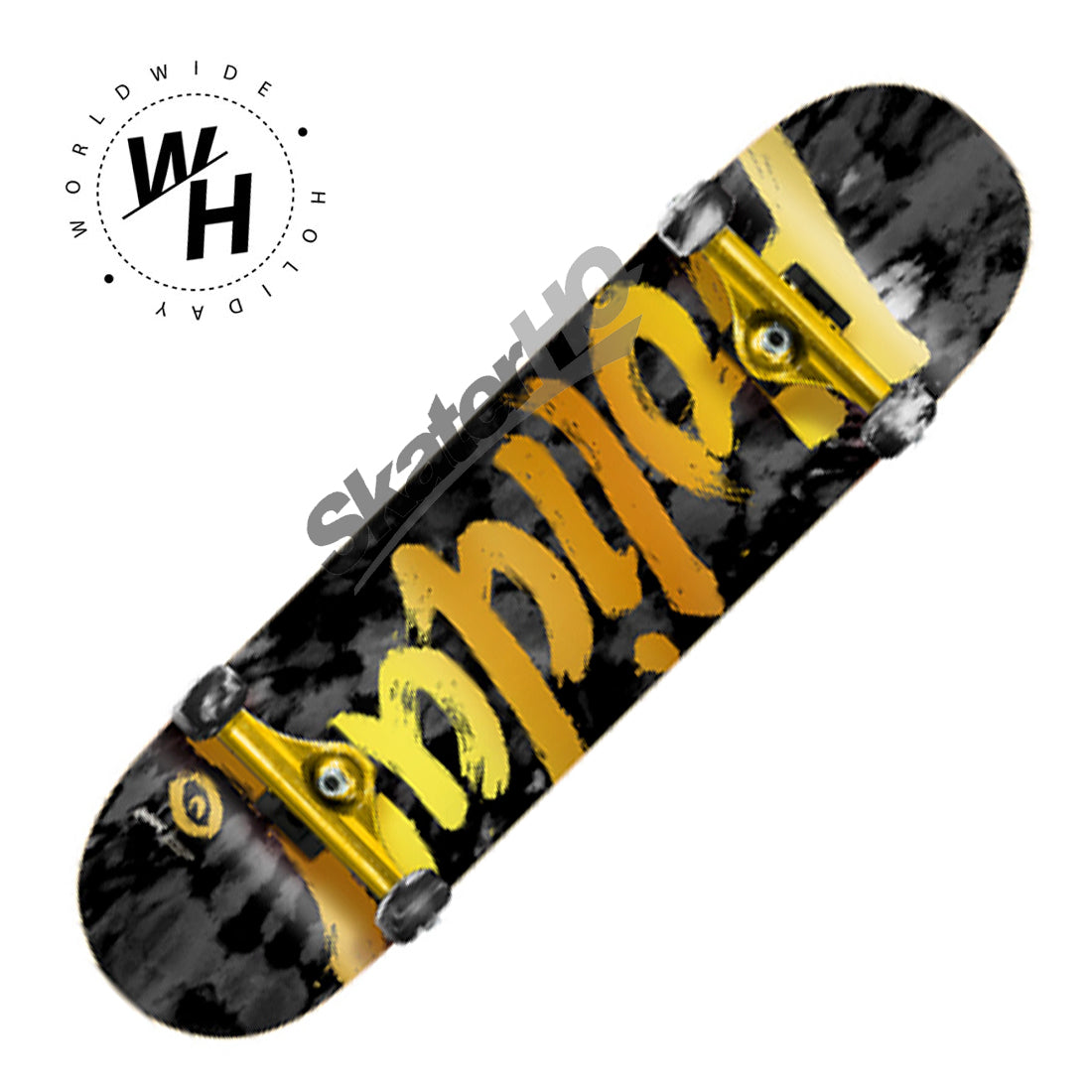Holiday Tie Dye 7.25 Mini Complete - Black/Gold Skateboard Completes Modern Street