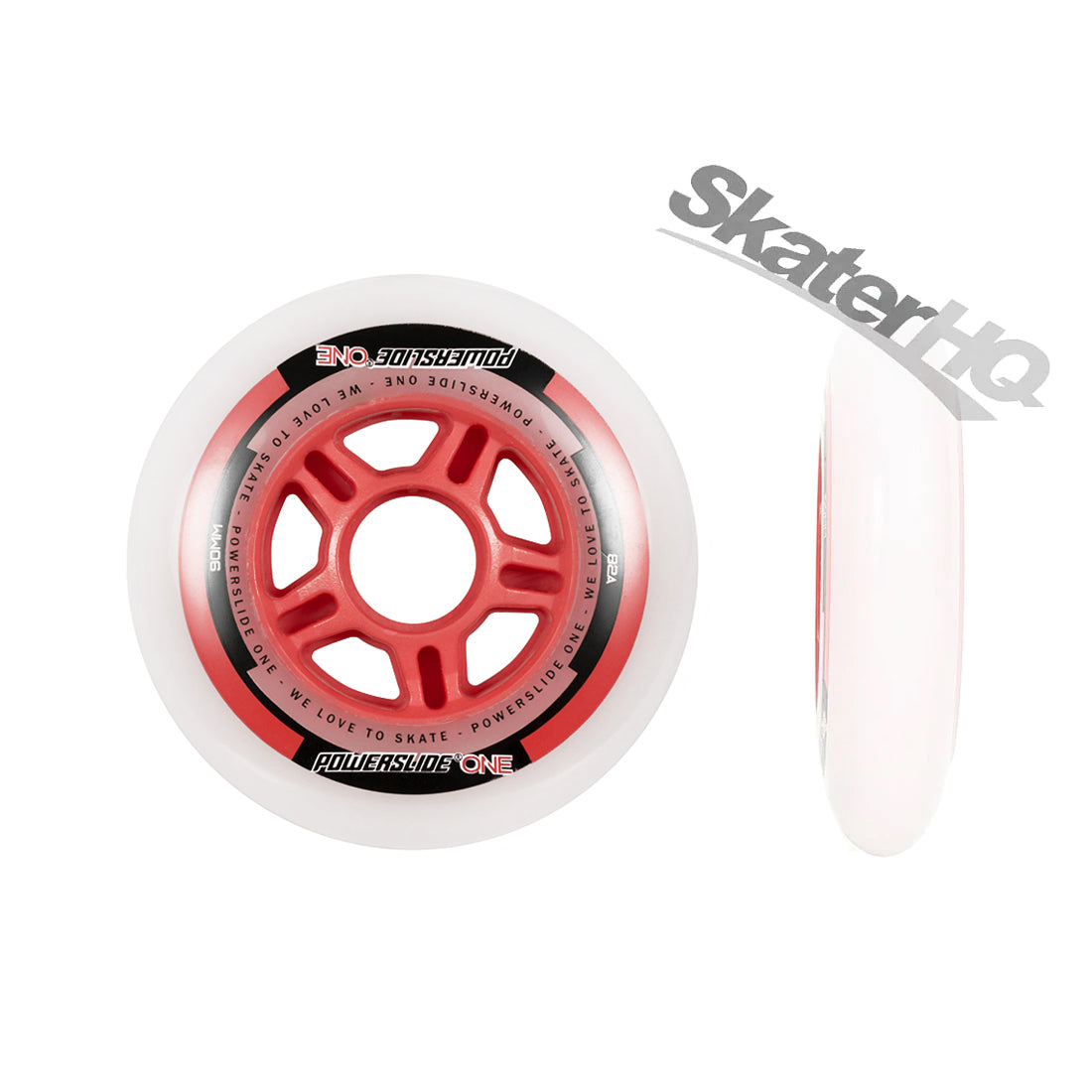 Powerslide ONE 90mm 82a 4pk - White/Red Inline Rec Wheels