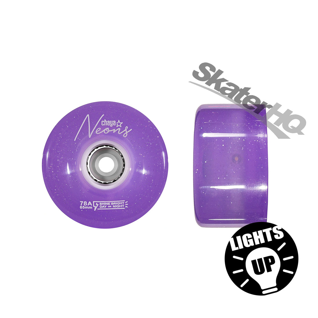 Chaya Neons LED 65mm 78a 4pk - Neon Purple Roller Skate Wheels