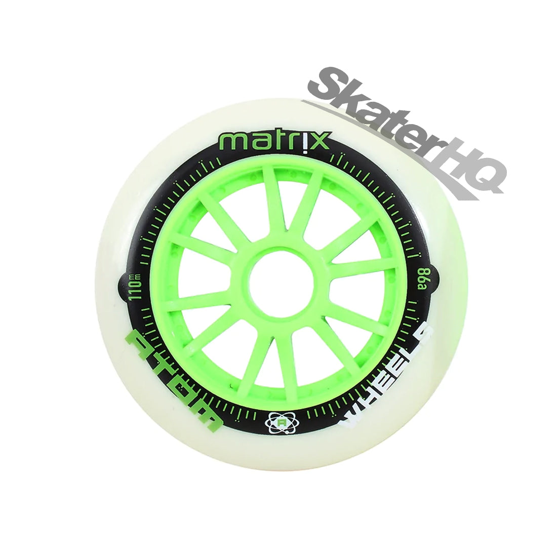 Atom Matrix 110mm 86a Single - White/Green Inline Rec Wheels