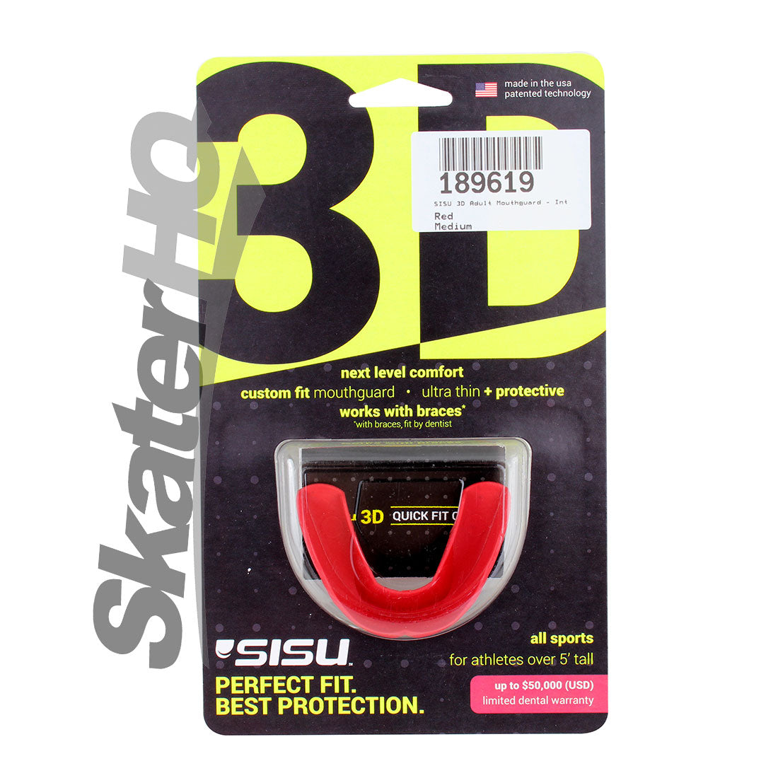 SISU 3D Adult Mouthguard - Intense Red Protective Mouthguards
