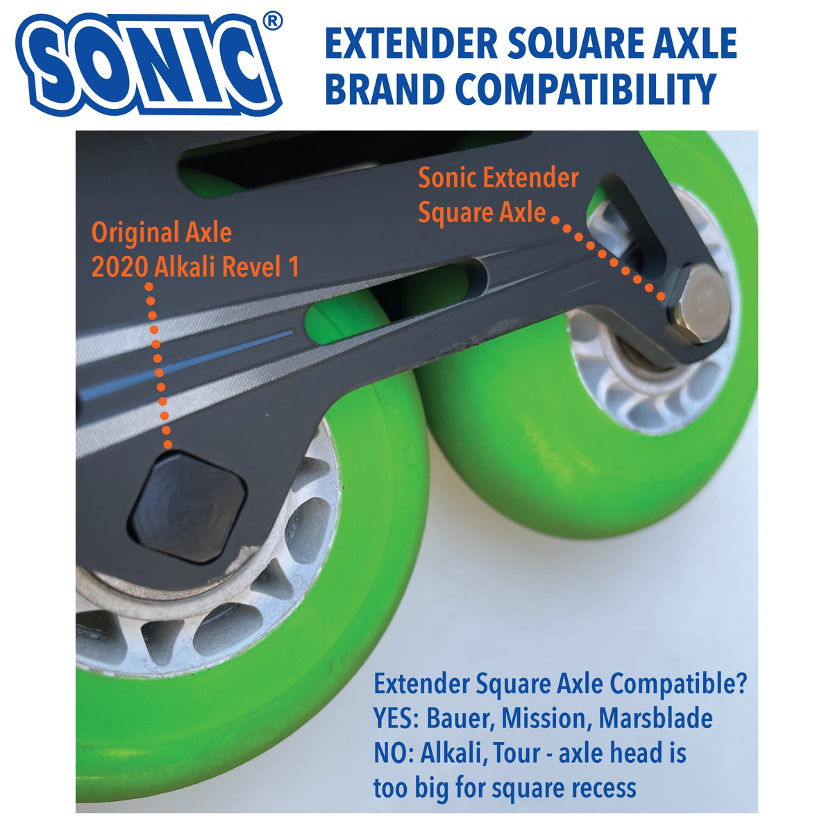 Sonic Extender Inline Axles Square 6mm Inline Hardware and Parts