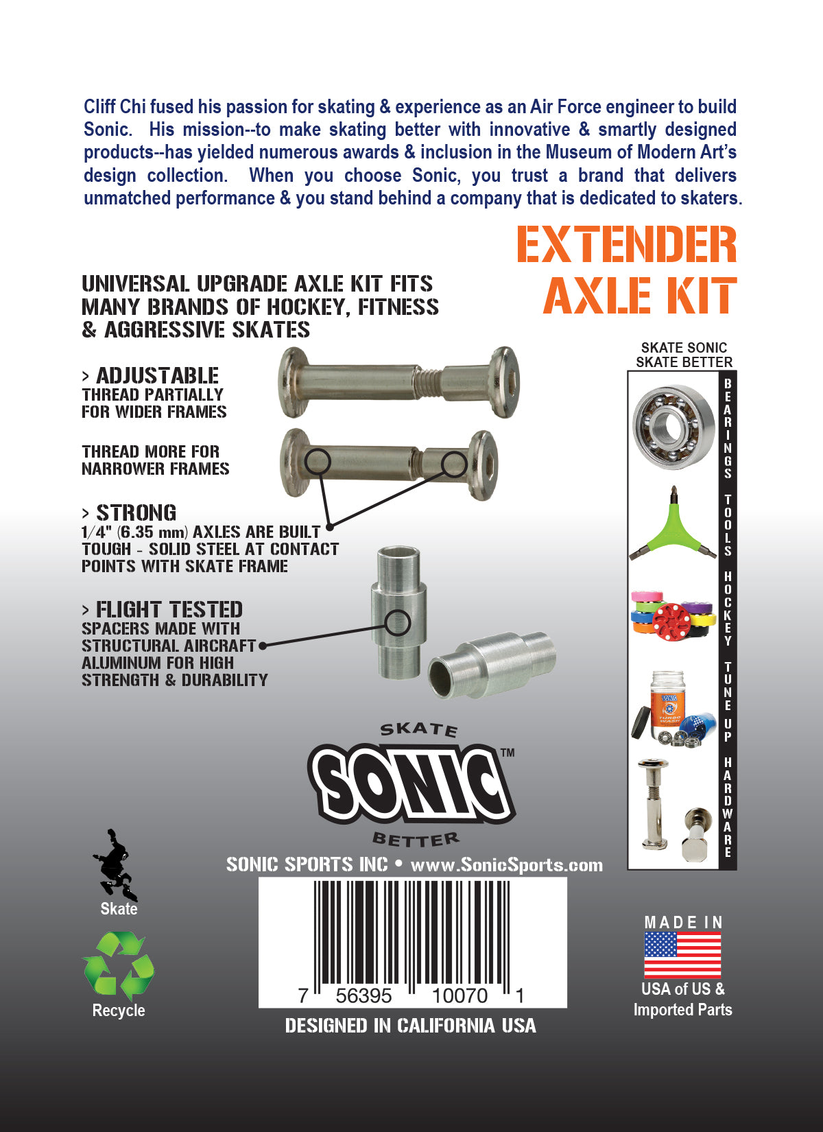 Sonic Extender Inline Axle Kit Inline Hardware and Parts