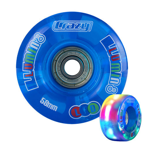 Crazy Illumin8 58mm LED Light Up Wheels 2pk Blue Roller Skate Wheels