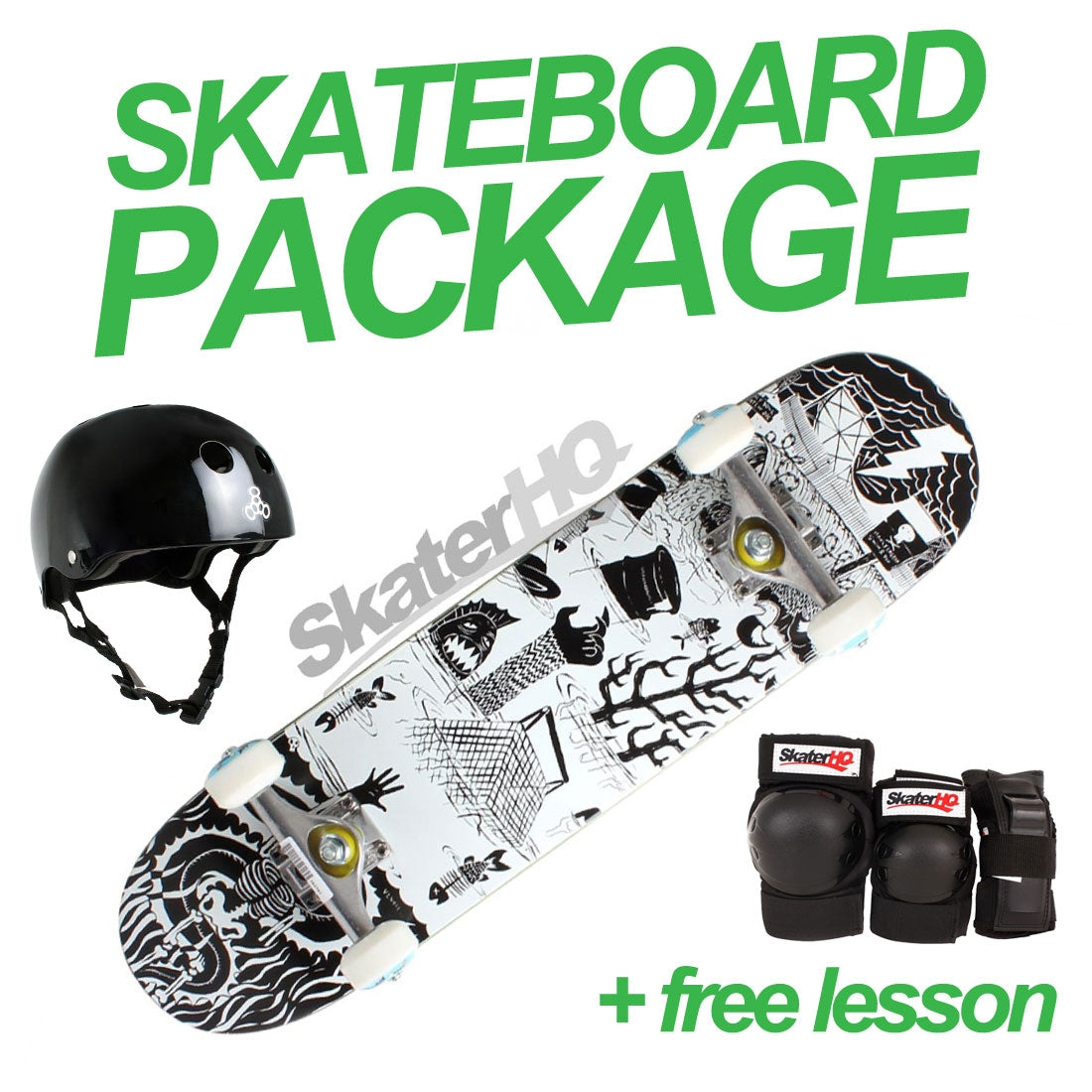 Skater HQ Manly Lagoon 7.25 Package Skateboard Completes Modern Street