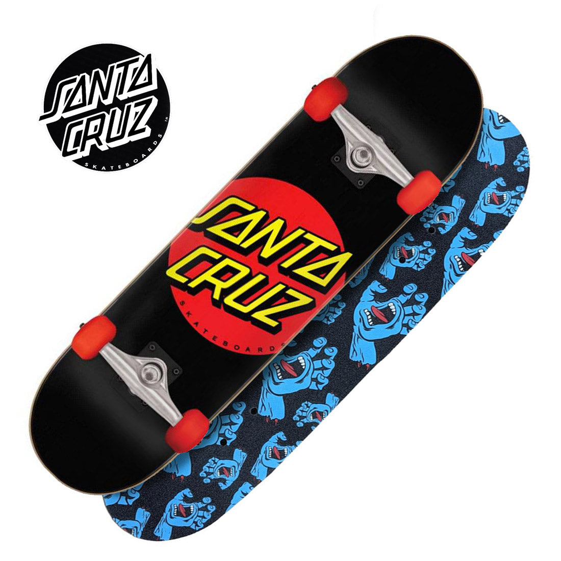 Santa Cruz Classic Dot 7.25 Micro Complete - Black/Red Skateboard Completes Junior