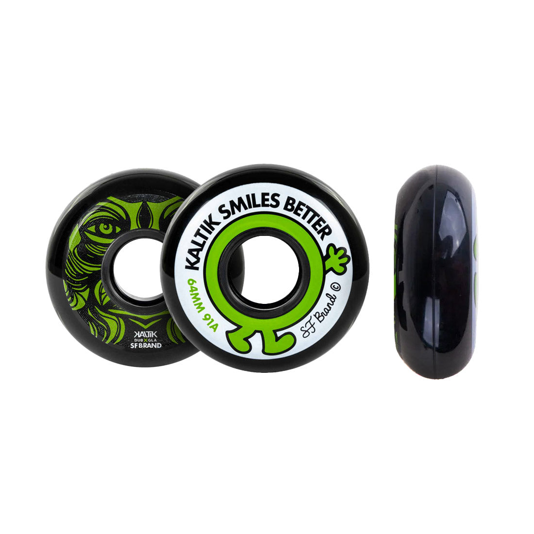 Kaltik x S.F 64mm 91a 4pk - Black/Green Inline Aggressive Wheels