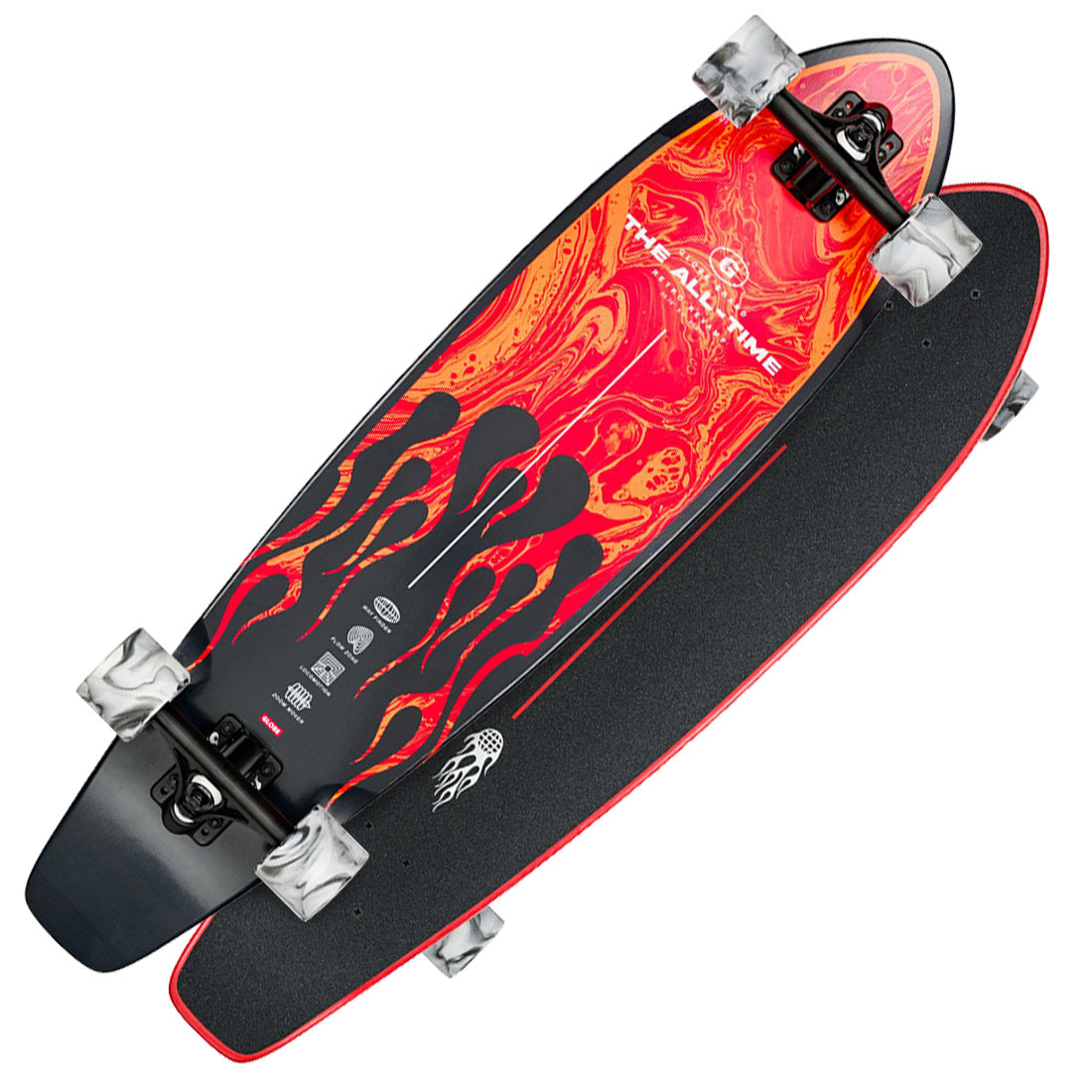 Globe The All-Time 35 Complete - Red Flames Skateboard Completes Longboards