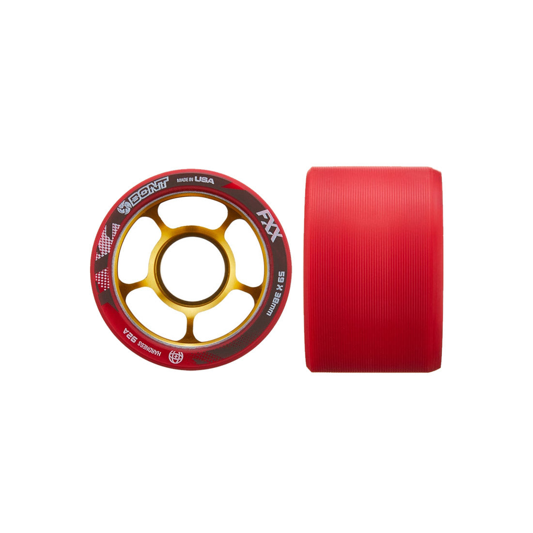 Bont FXX Derby Quad Wheels 59mm 92a 4pk - Red Roller Skate Wheels