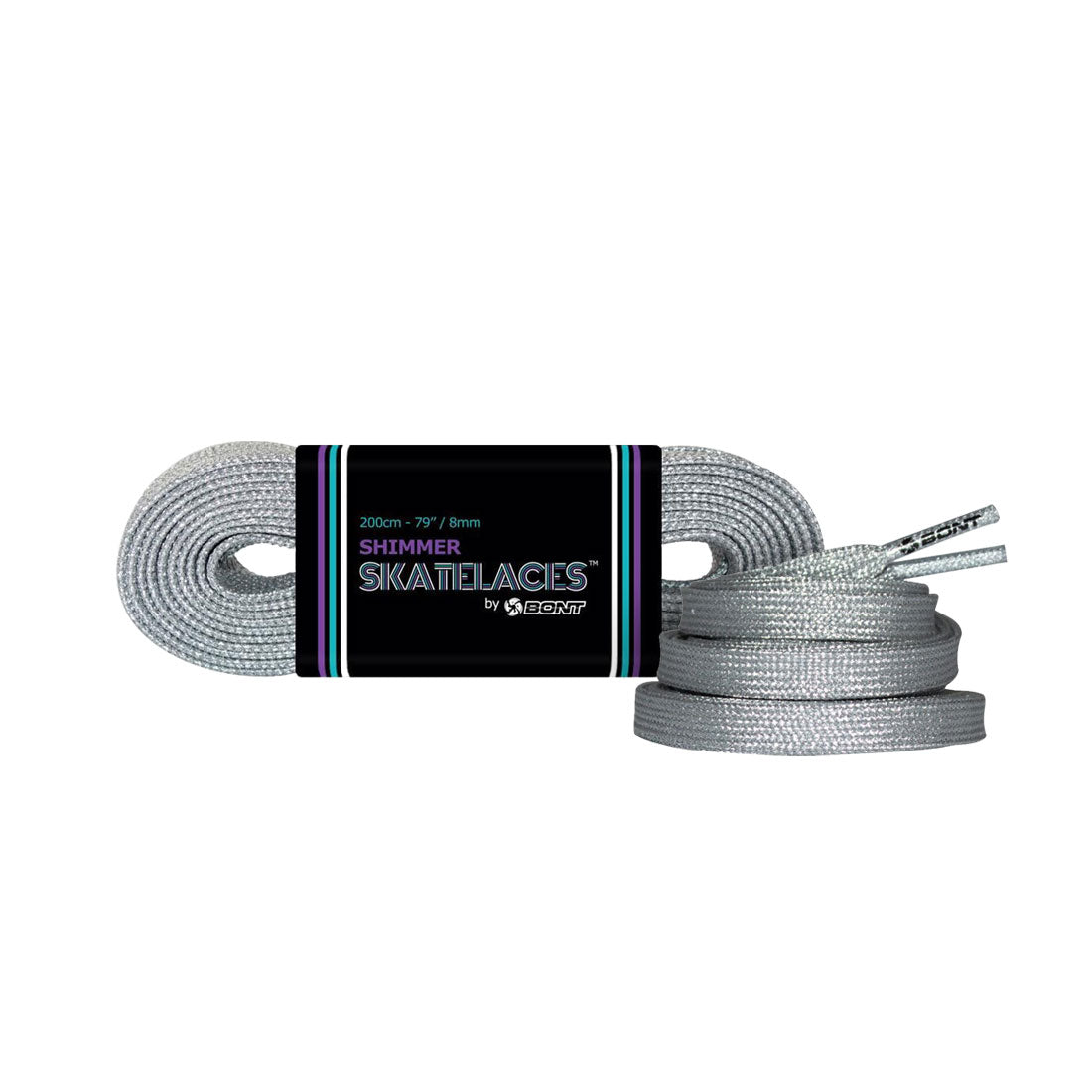 Bont Shimmer 8mm Laces - 200cm/79in Cyborg Silver Laces