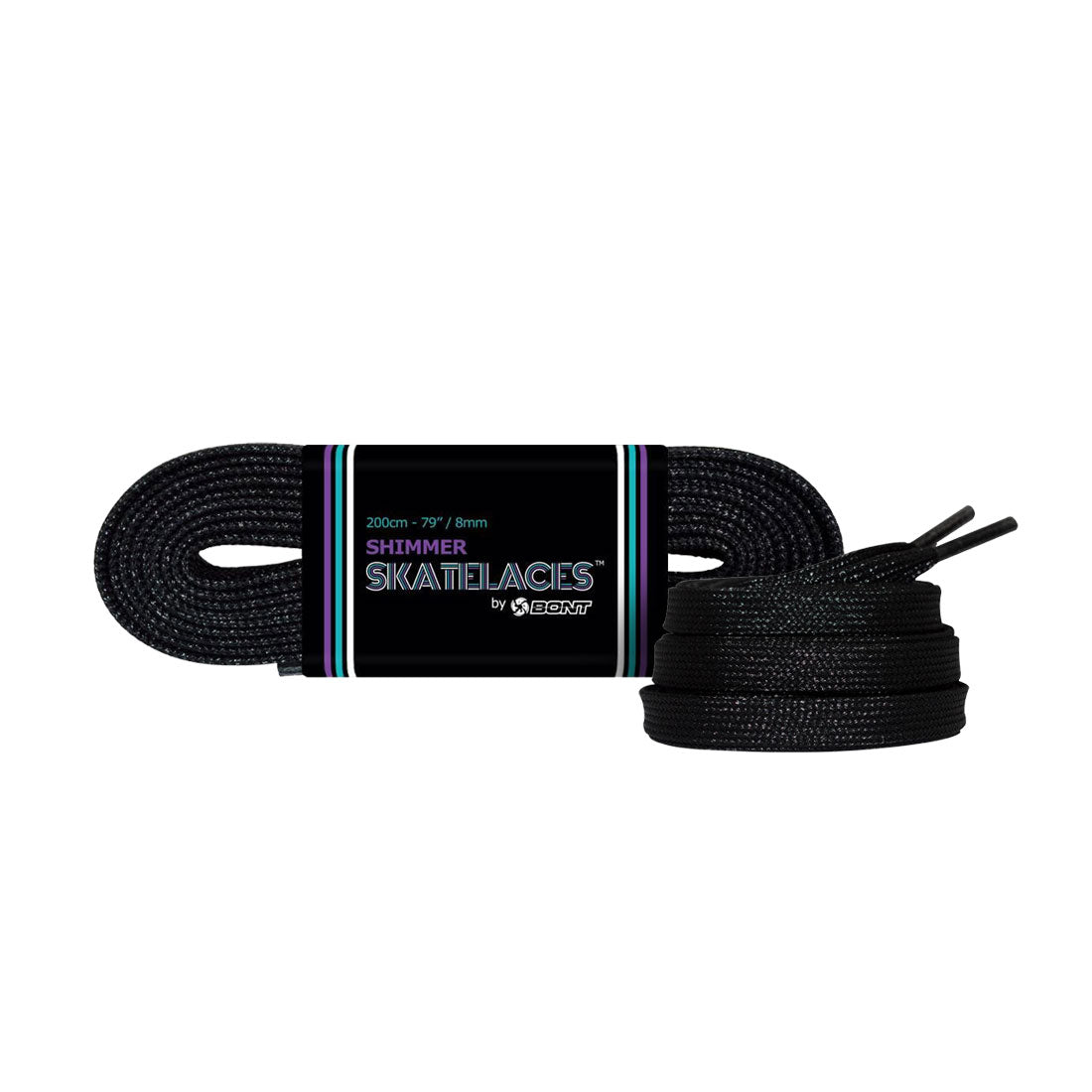 Bont Shimmer 8mm Laces - 200cm/79in Dynamite Black Laces