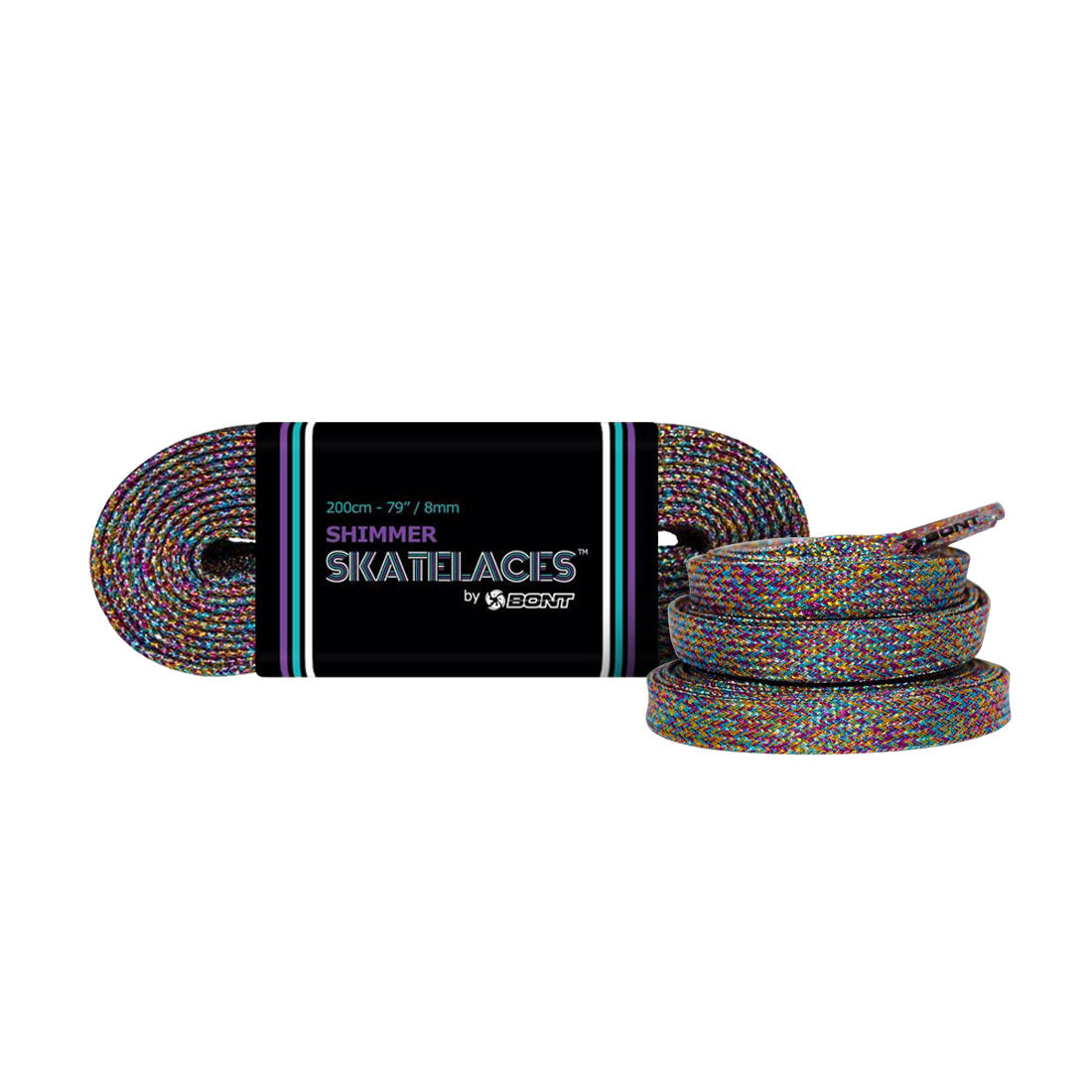 Bont Shimmer 8mm Laces - 200cm/79in Unicorn Rainbow Laces