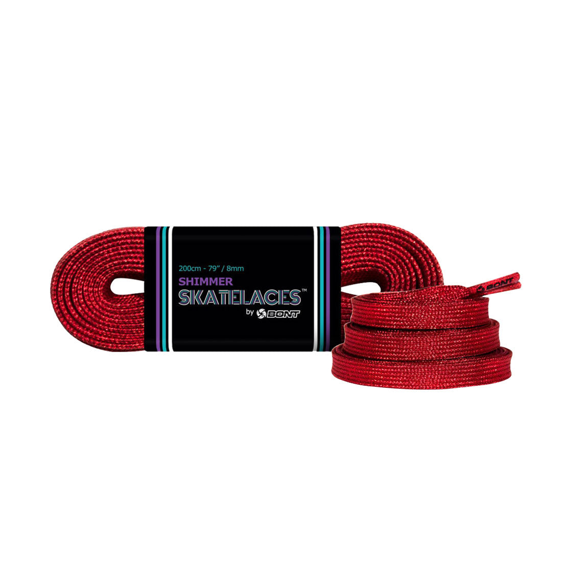 Bont Shimmer 8mm Laces - 200cm/79in Very Cherry Red Laces