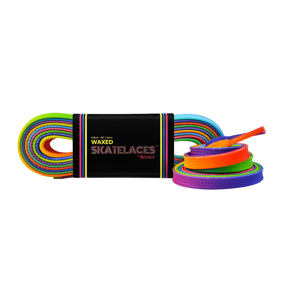 Bont Waxed 8mm Laces - 120cm/47in Rainbow Hunt Laces
