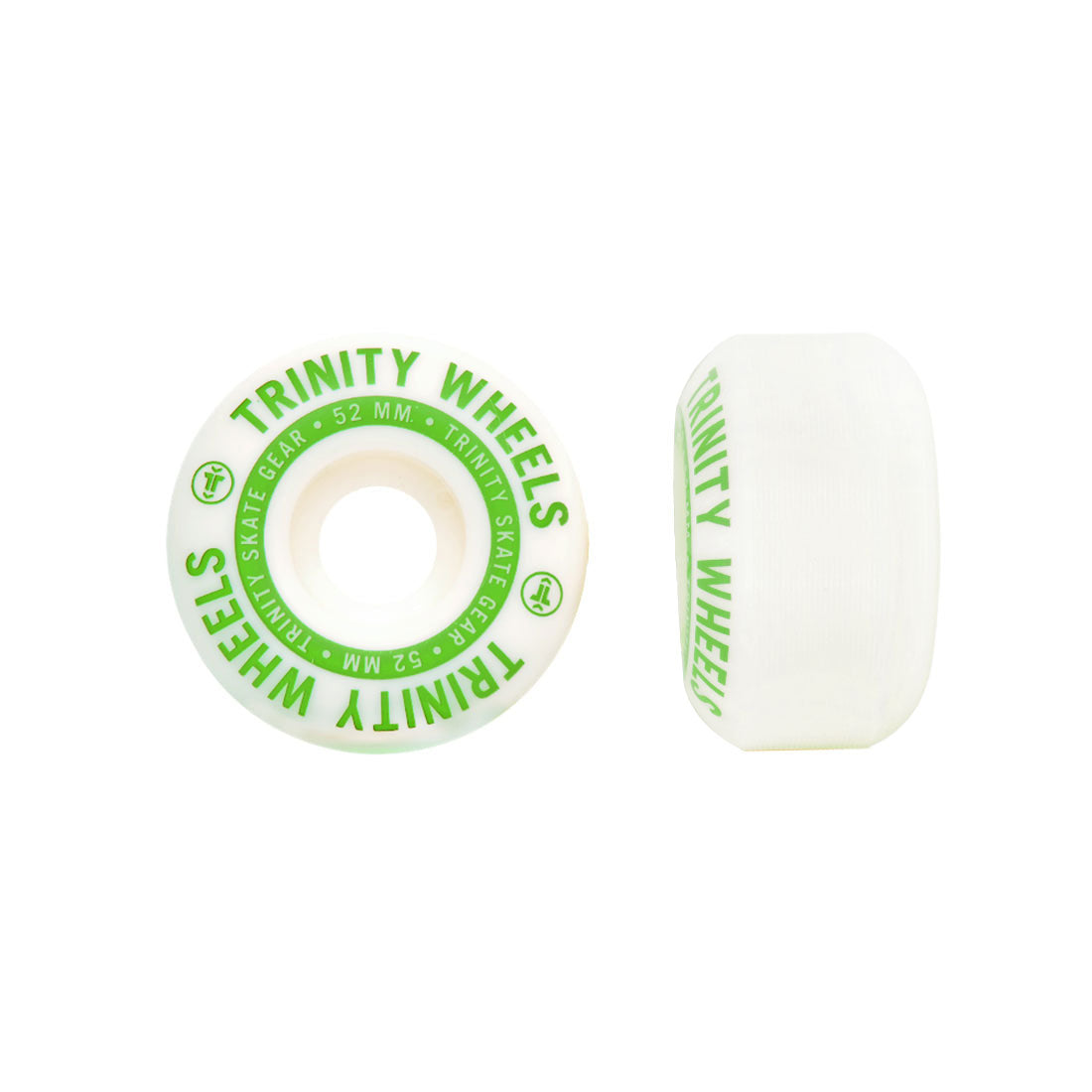 Trinity Wheels 52mm 100a 4pk - White/Green Skateboard Wheels