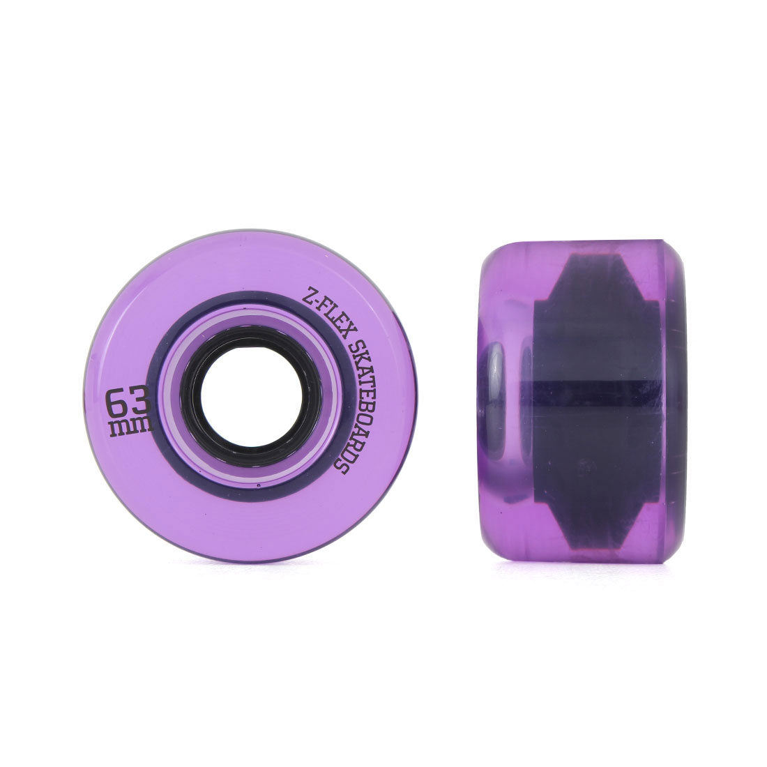 Z-Flex Z-Smooth V2 63mm 4pk - Clear Purple Skateboard Wheels