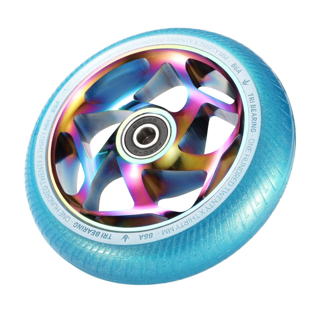 Envy Tri-Bearing 120x30mm Wheel - Teal/Oil Slick Scooter Wheels