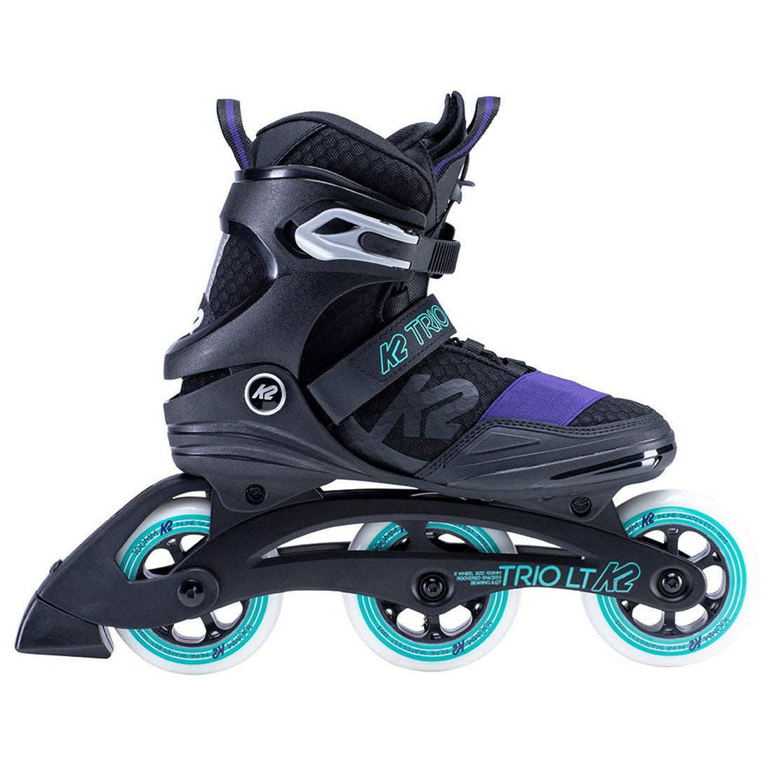 K2 Trio LT 100 W Black/Purple/Aqua 11USL 28cm Inline Rec Skates