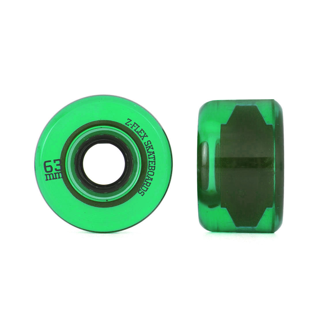 Z-Flex Z-Smooth V2 63mm 4pk - Clear Green Skateboard Wheels