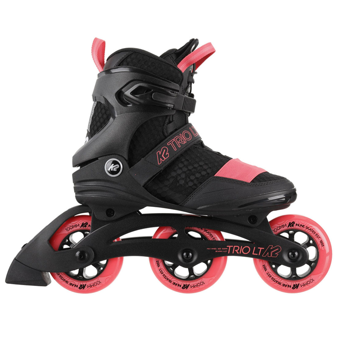 K2 Trio LT 100 W Black/Coral Inline Rec Skates