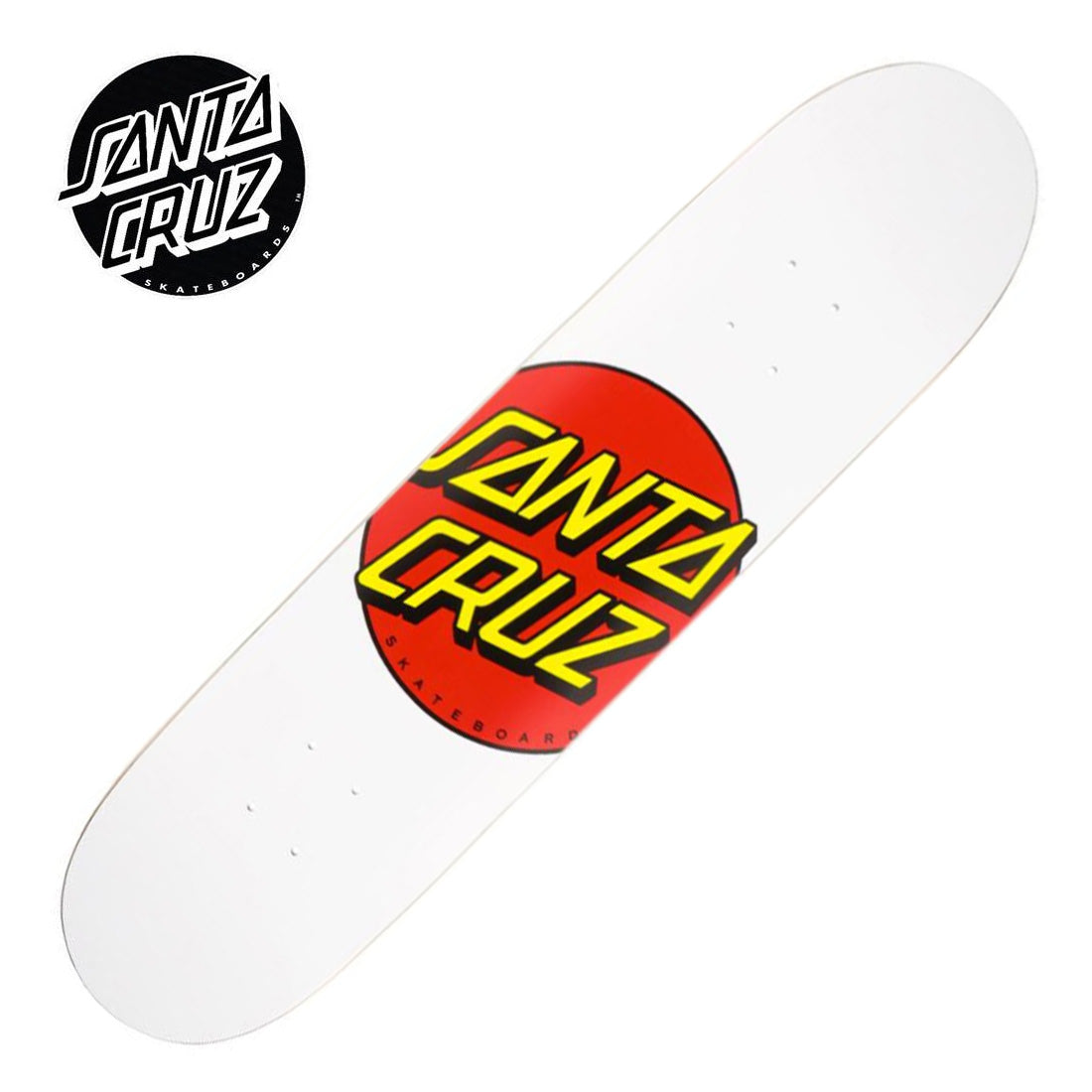 Santa Cruz Classic Dot 8.0 Taper Tip Deck - White Skateboard Decks Modern Street