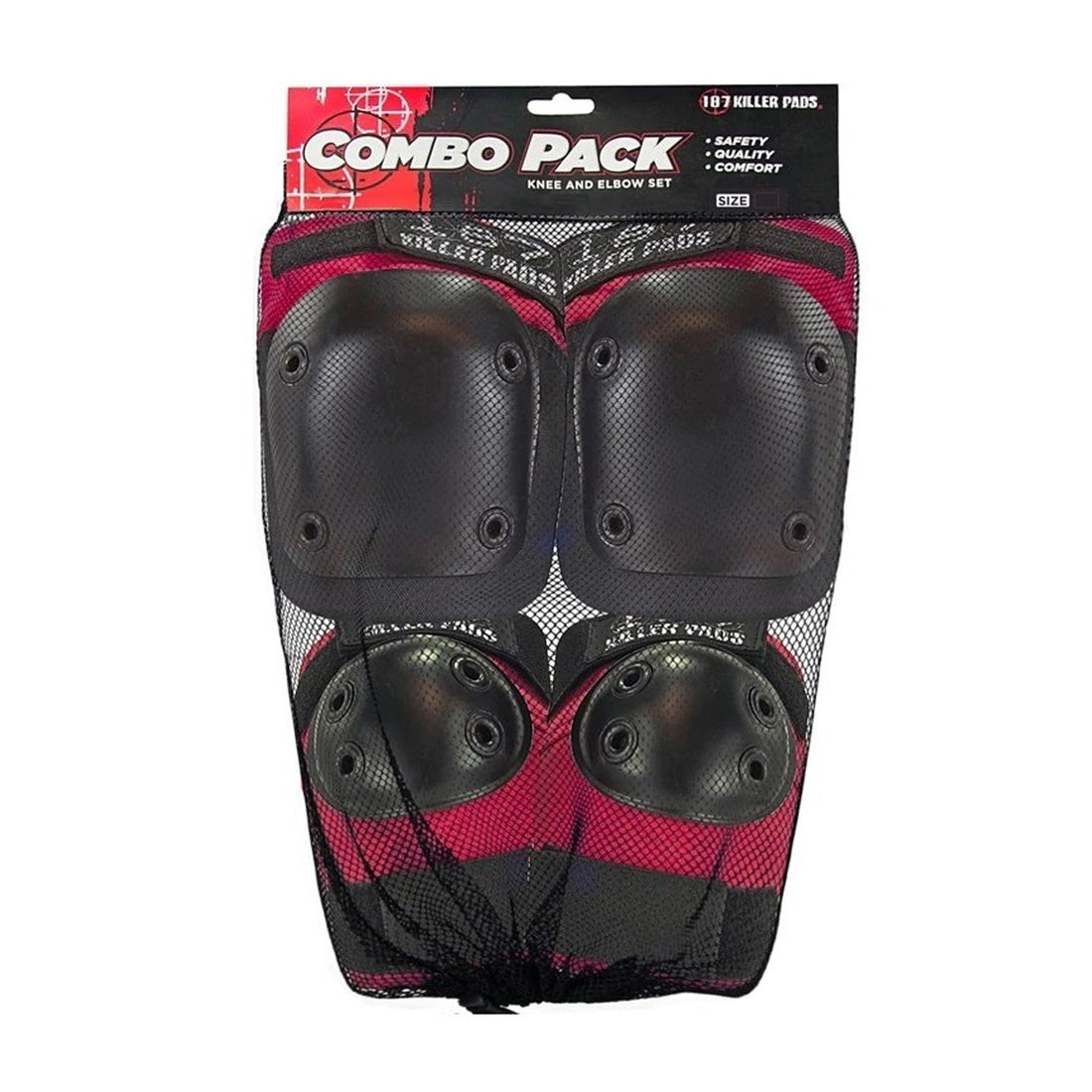 187 Knee/Elbow Combo Pack - Red/Black Protective Gear