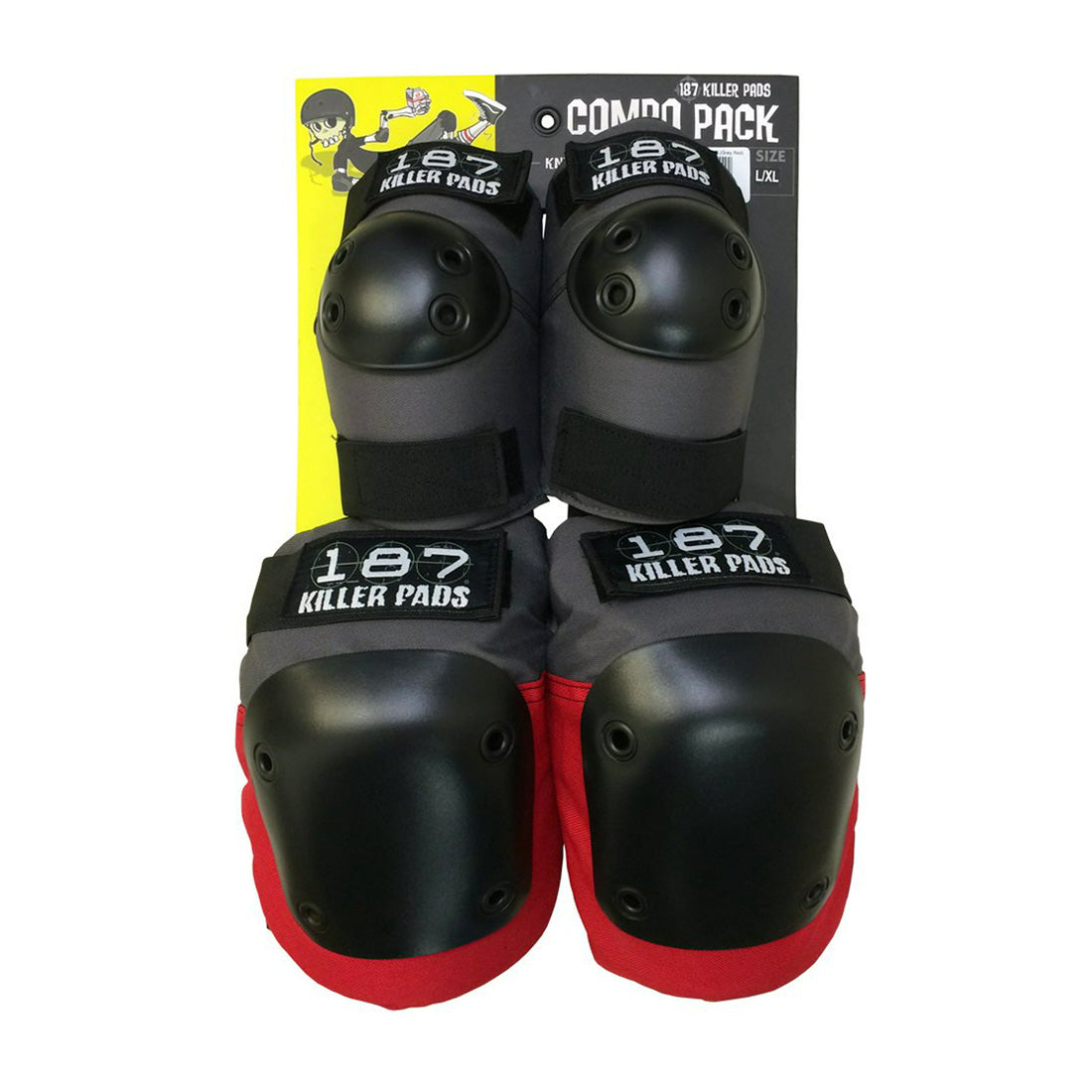 187 Knee/Elbow Combo Pack - Grey/Red Protective Gear