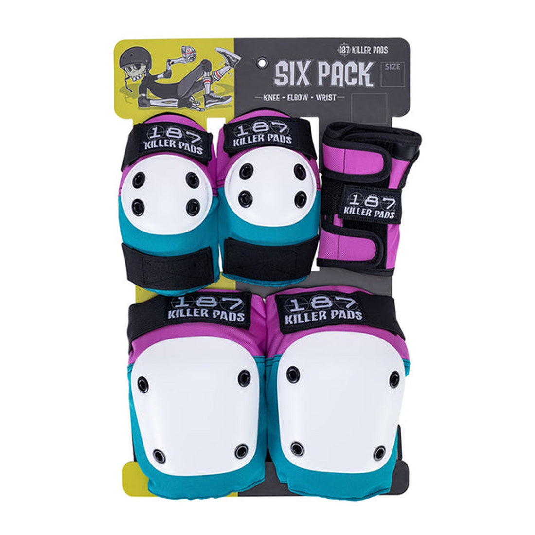 187 Six-Pack Adult - Pink/Teal Protective Gear