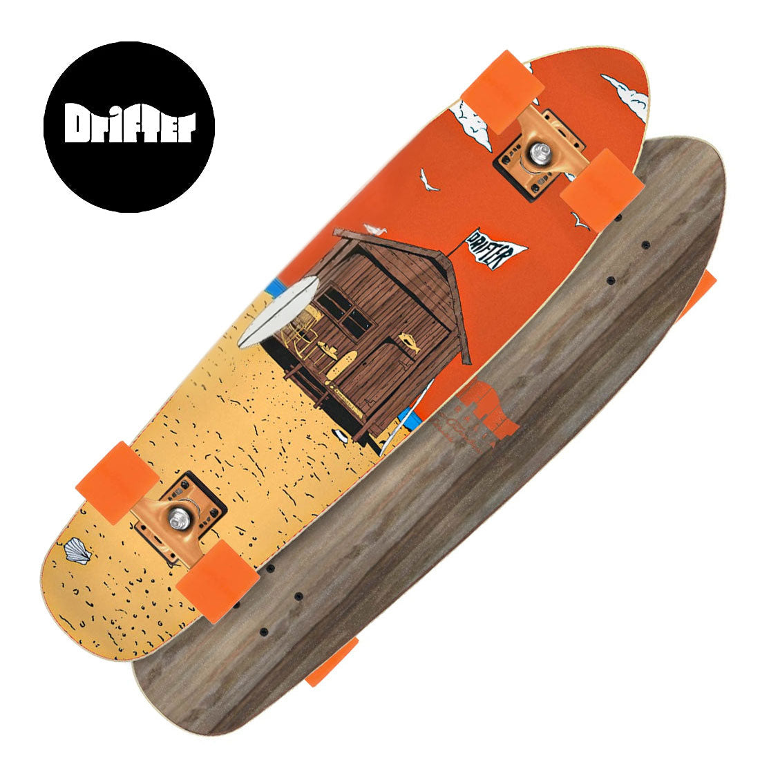 Drifter Midget Barrely 30.75 CTS Hut Complete - Orange Skateboard Compl Cruisers